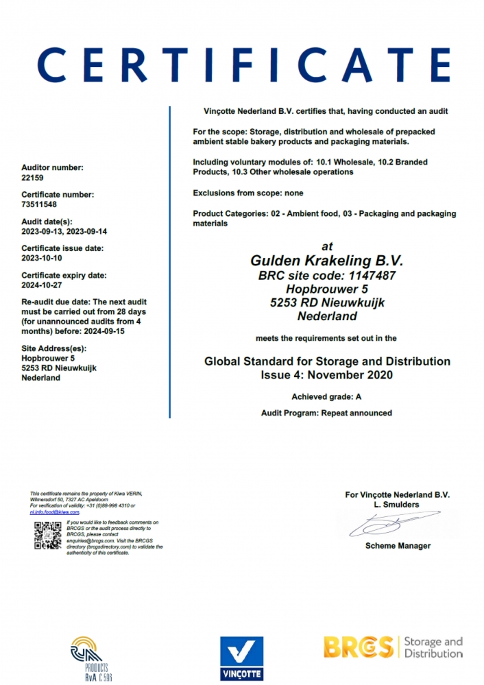 certificaat De Gulden Krakeling
